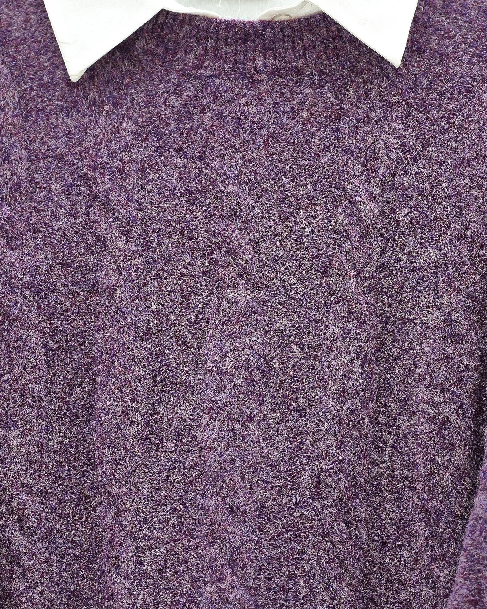 Purple Cable-Knit Sweater with White Collar - Podyumplus - by Peralane - photo 5