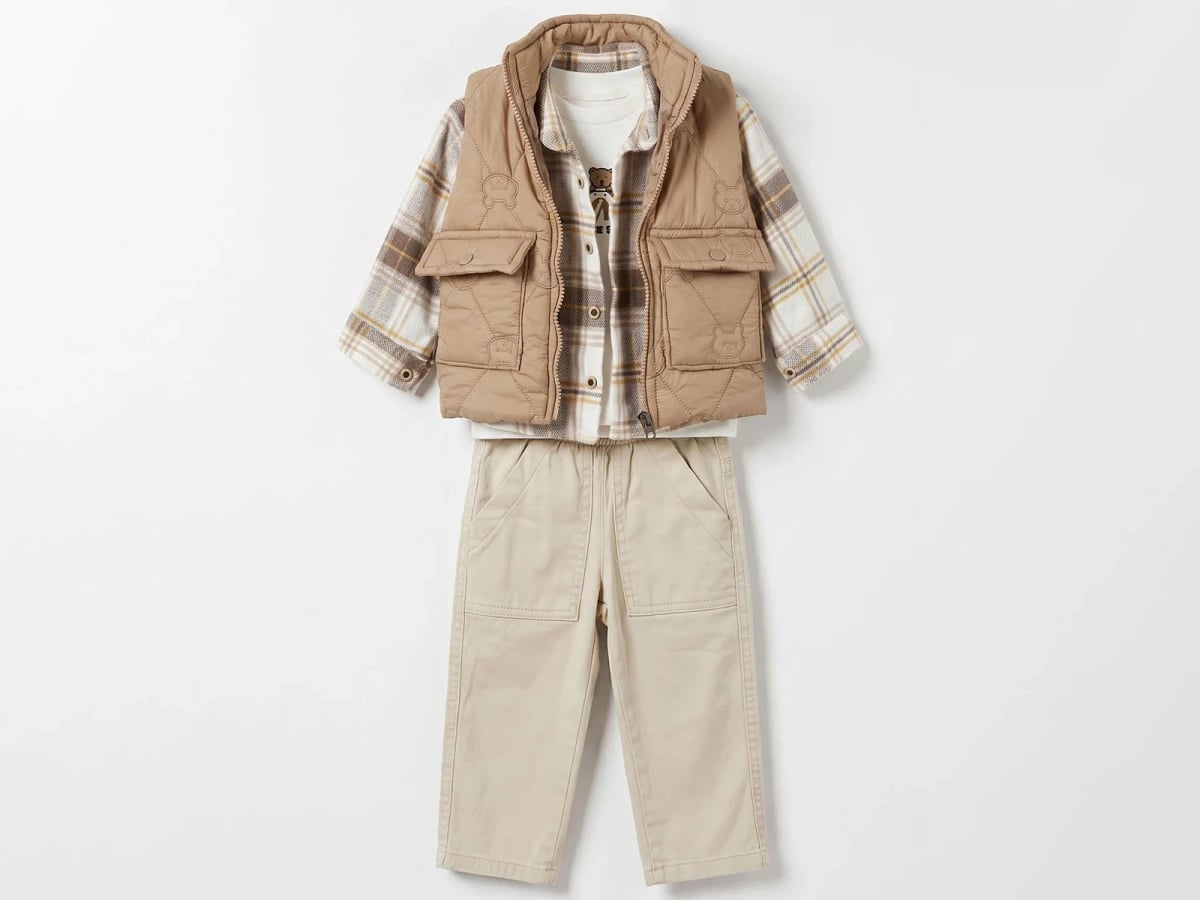 Boys' Four-Piece Set with Quilted Vest, Shirt, T-Shirt, and Trousers - Canoz - by Peralane