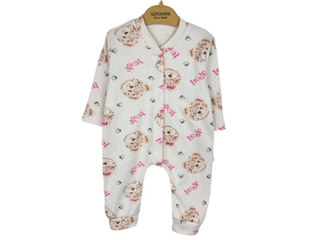 White Love Print Baby Romper with Footies - Pack of 3 - Supermini - by Peralane