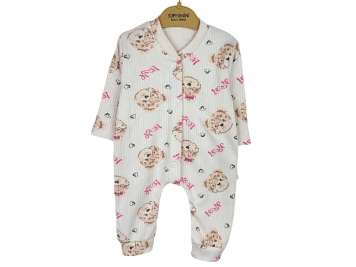 White Love Print Baby Romper with Footies - Pack of 3 - Supermini - by Peralane