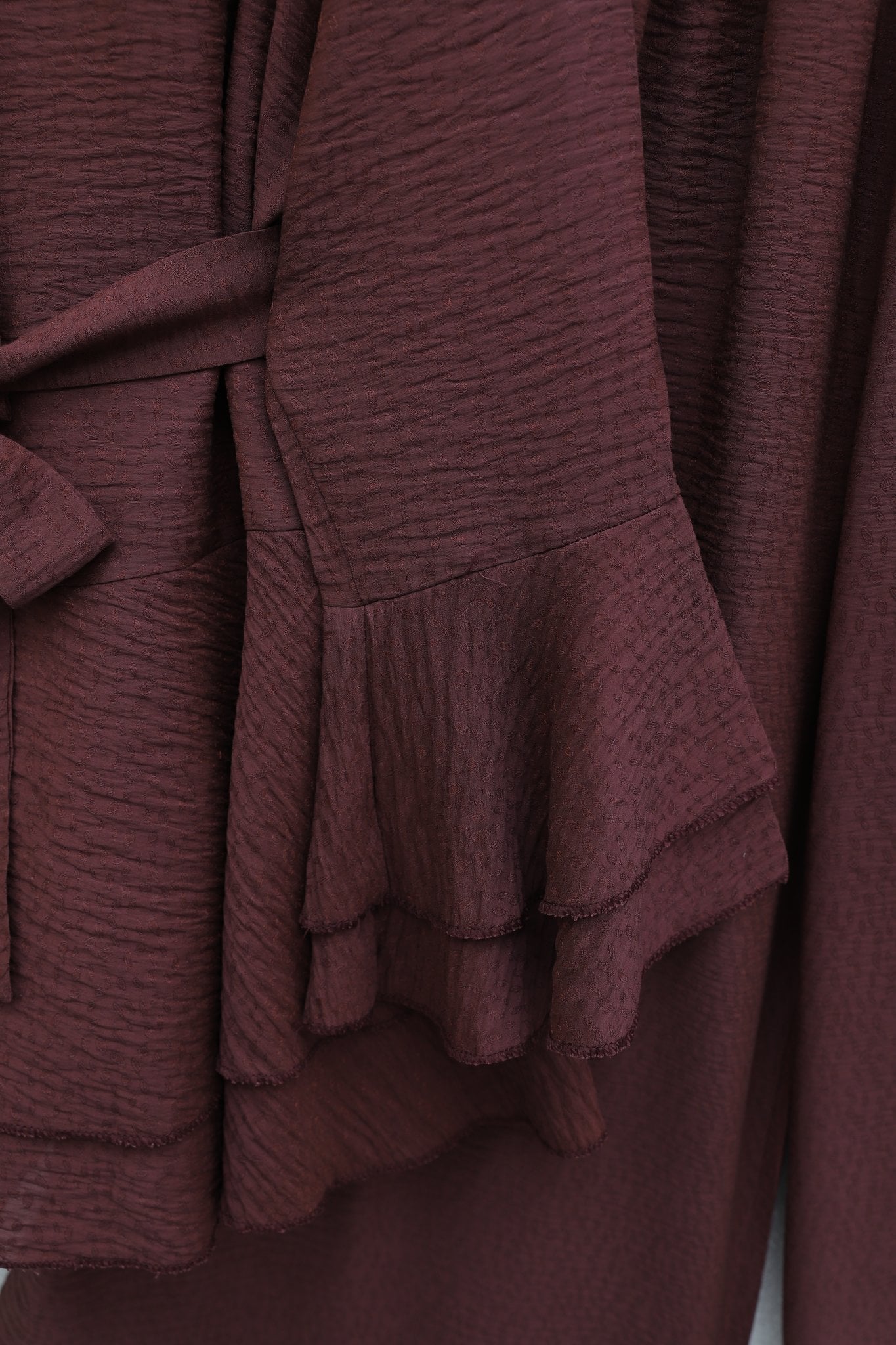 Burgundy Jacquard Waffle Modest Set with Tunic and Wide-Leg Trousers - Podyumplus - by Peralane - photo 7