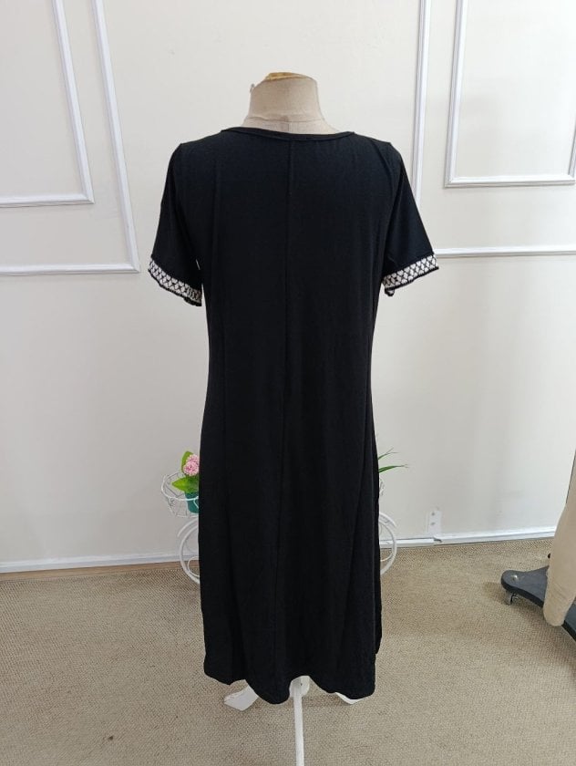 Women's Short-Sleeve V-Neck Side-Slit Midi Viscose Dress - Janes - by Peralane - photo 4