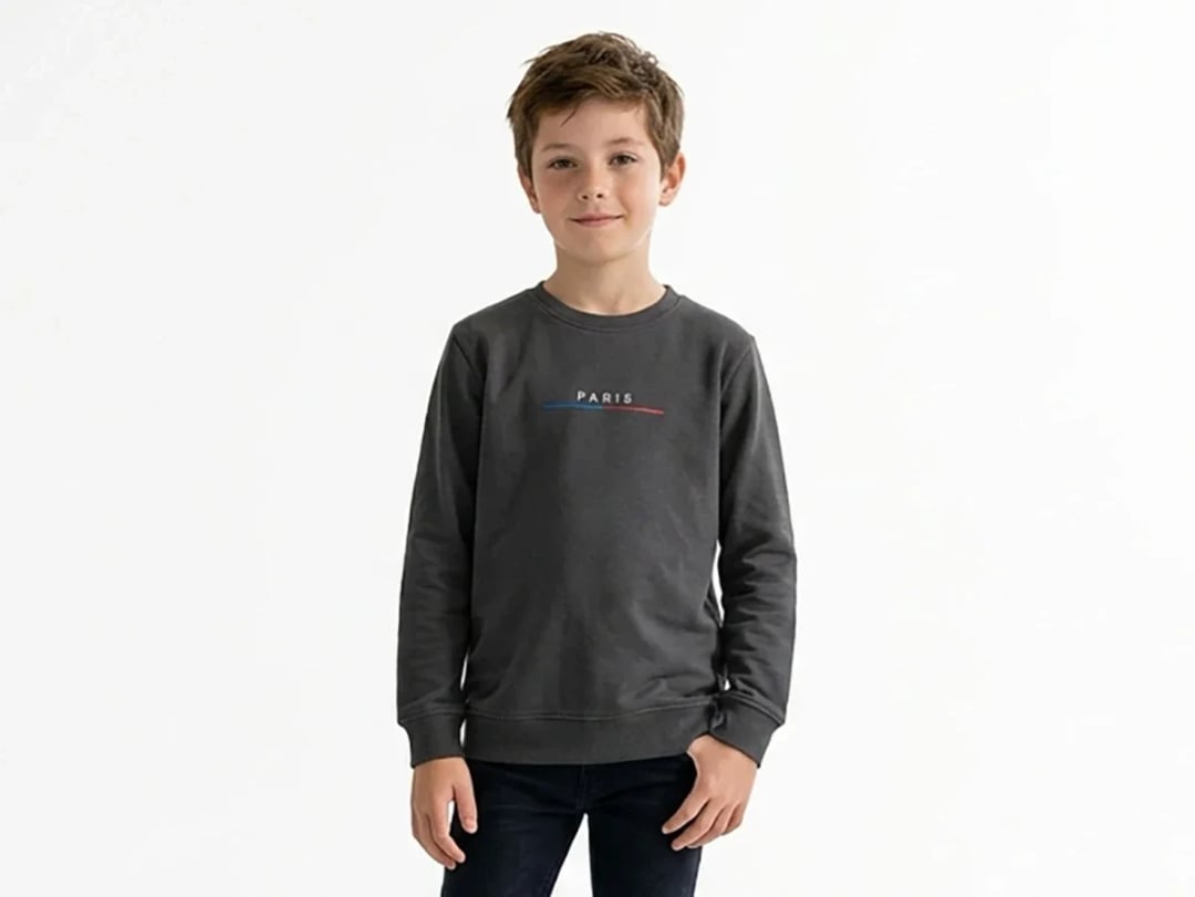 PARIS Embroidered Boys' Sweatshirt - Dark Grey - Tanem Kids - by Peralane