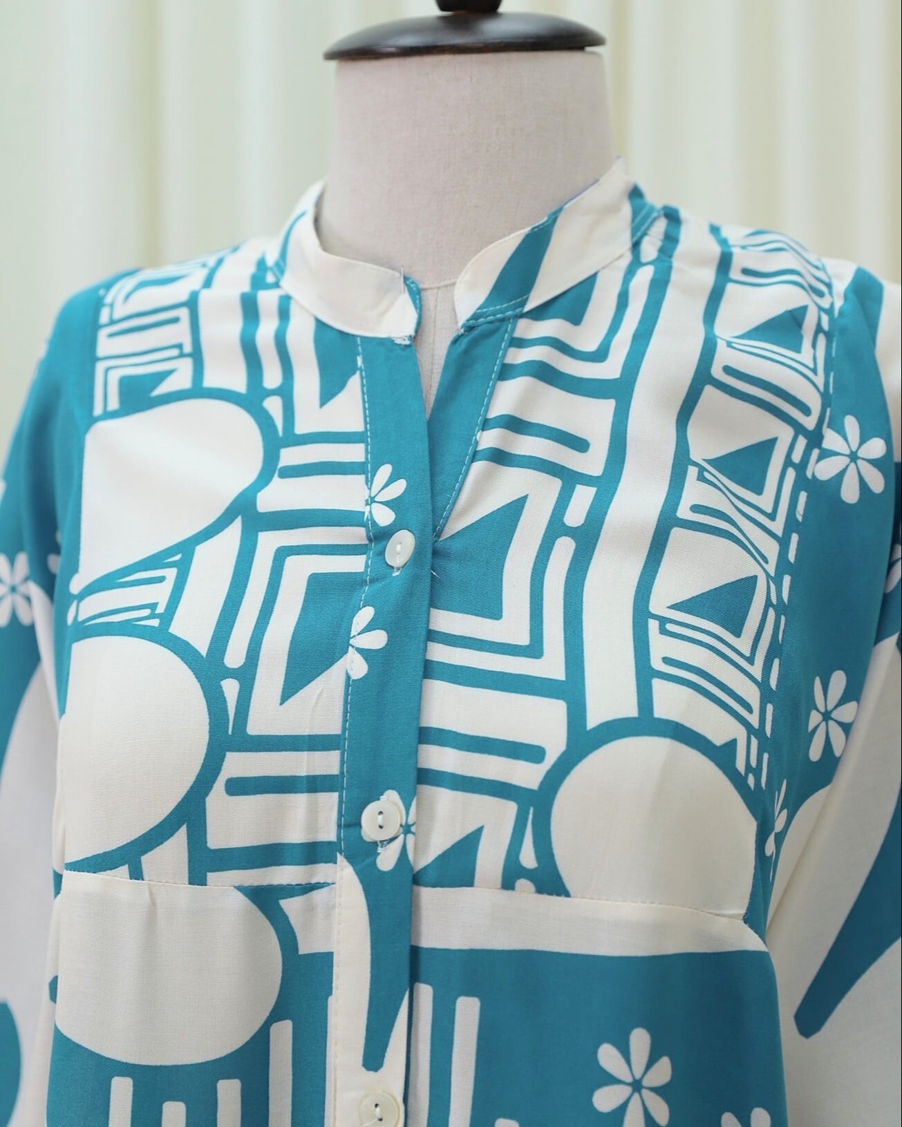 Mint Floral Button-Up Modest Dress - Podyumplus - by Peralane - photo 6