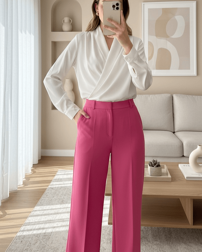 Women's White Wrap Collar Draped Satin Blouse 0492 - Bigdart - by Peralane - photo 2