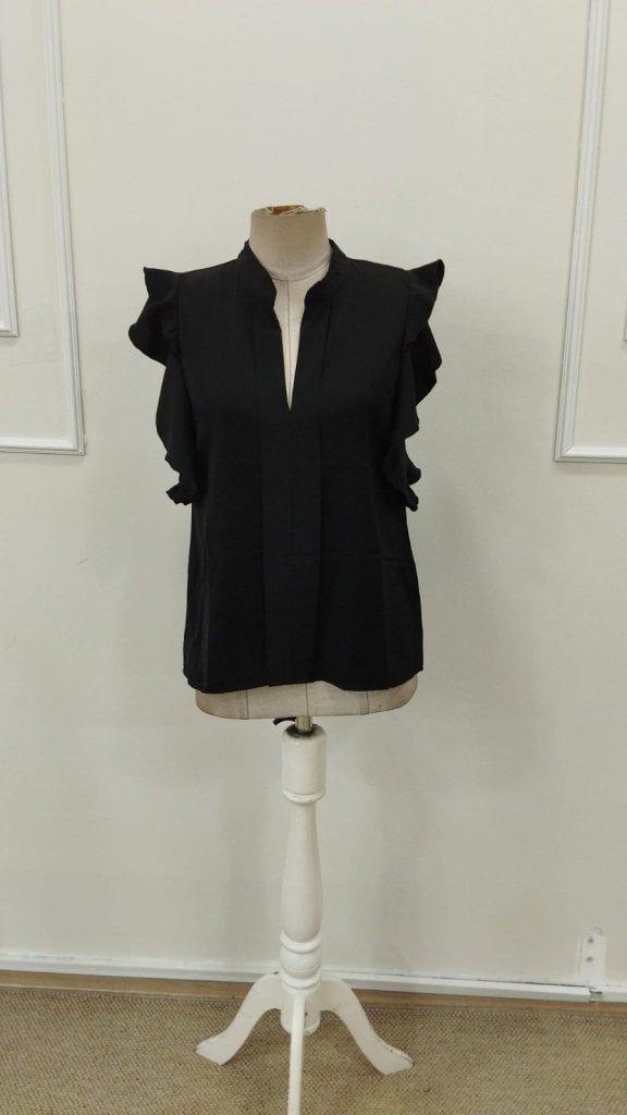 Women's Short-Sleeved V-Neck Blouse with Ruffled Sleeves - Janes - by Peralane - photo 6