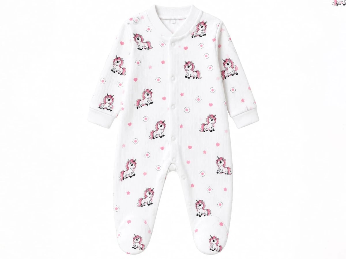 Girls' Baby Footed Sleepsuit with Unicorn Print - Pack of 3 - Supermini - by Peralane