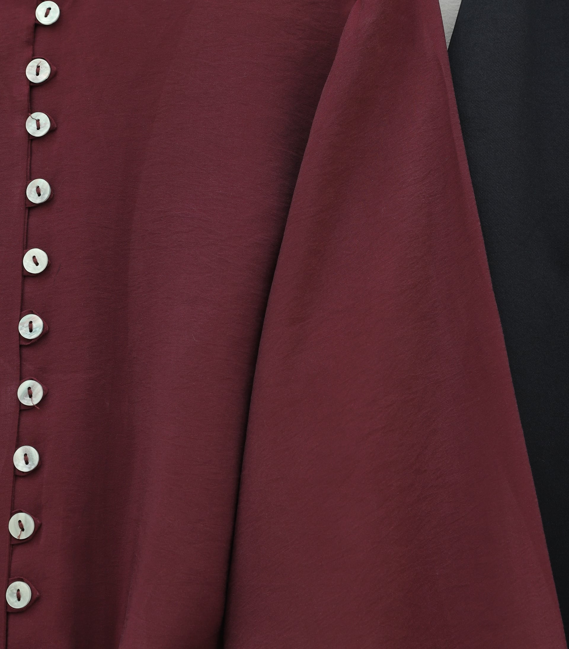 Tie-Front Button-Down Modal Blouse with Elasticated Waist and Cuffs - Bordeaux - Podyumplus - by Peralane - photo 5