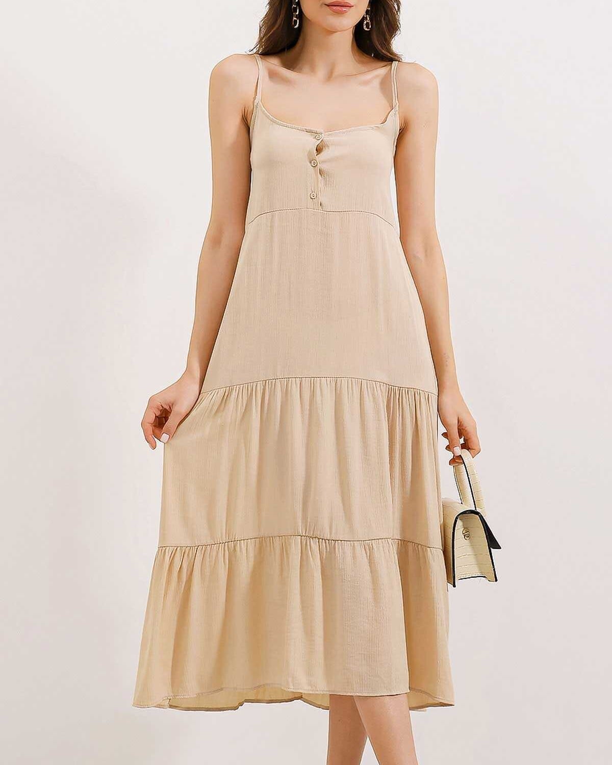 Spaghetti Strap Midi Dress - Cream - Bigdart - by Peralane - photo 2