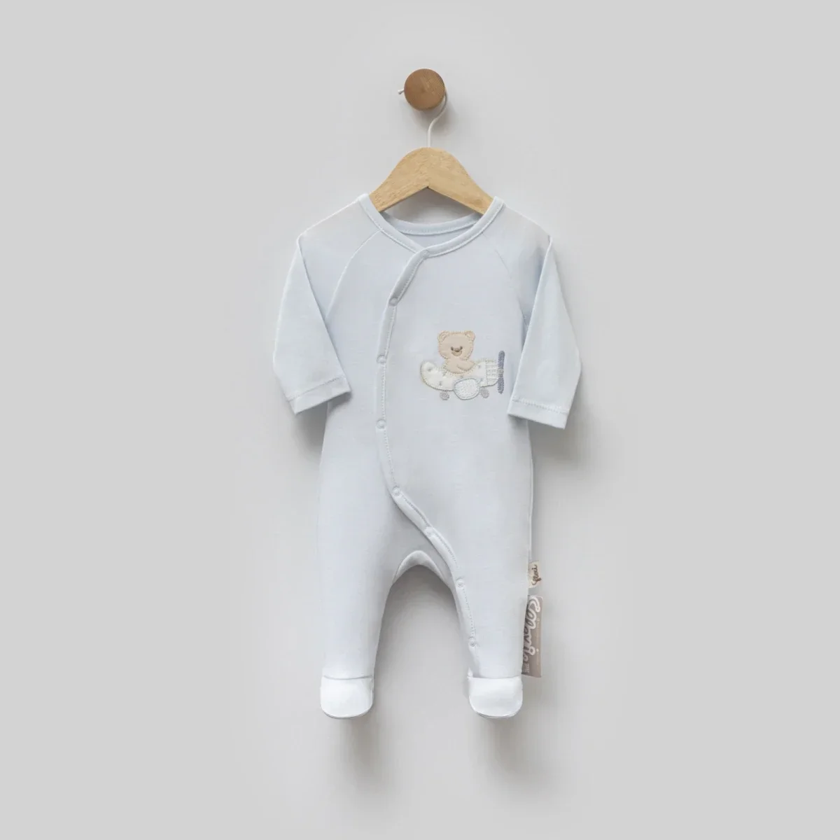 Baby Romper with Teddy Bear Airplane Print - Light Blue (Pack of 3) - Flexi Baby - by Peralane