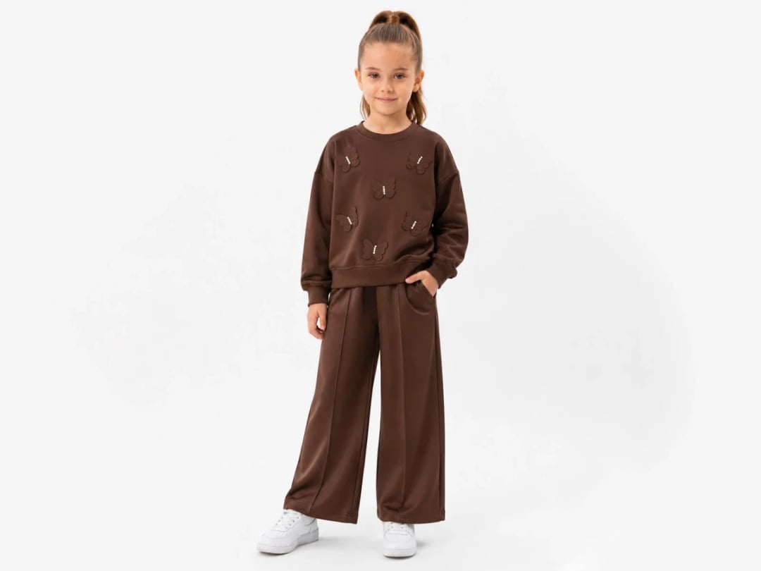 Girls' Stone Butterfly Two-Piece Set - Brown - Incilay - by Peralane