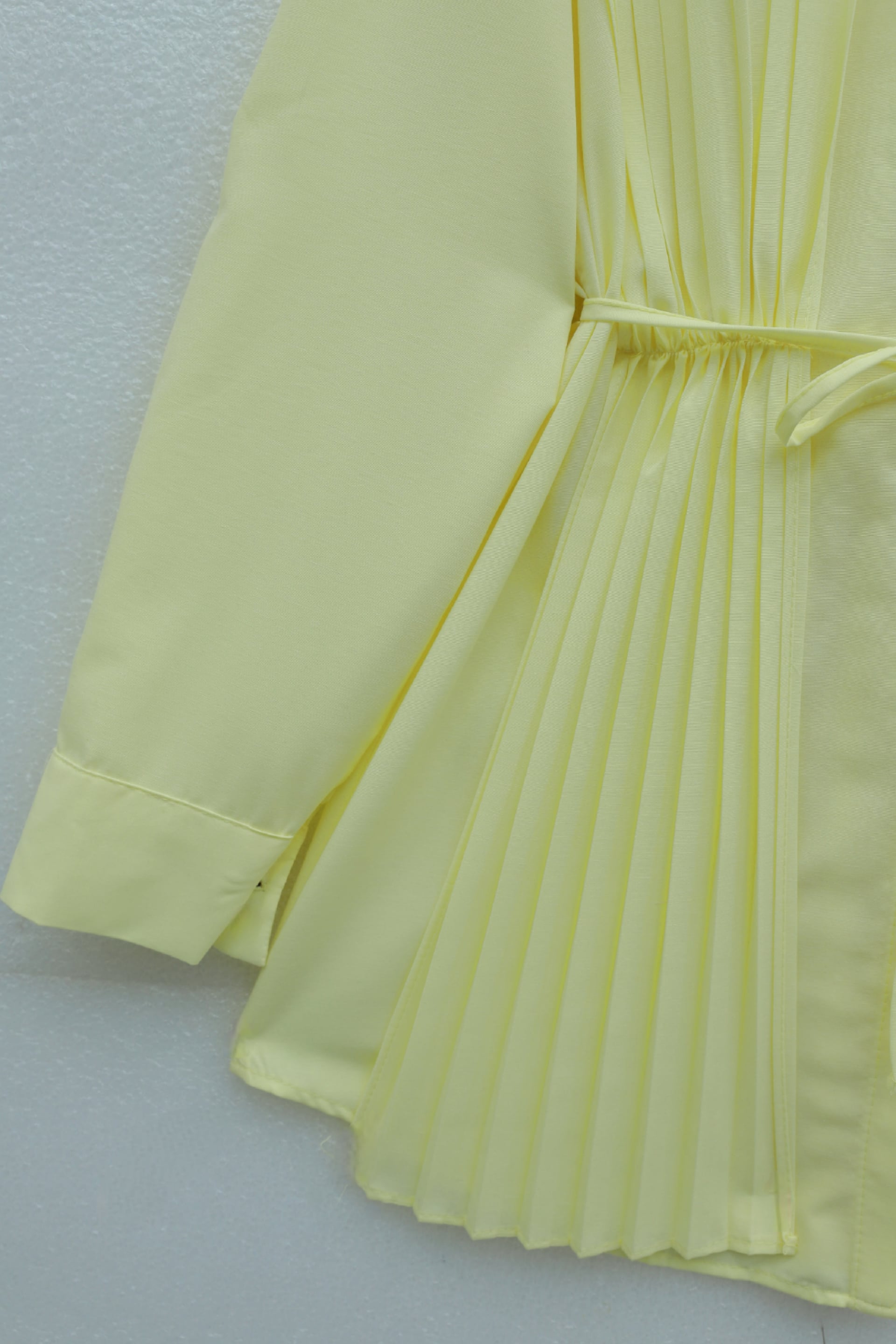 Pleated Front and Back Hidden Button Poplin Tunic Shirt - Yellow - Podyumplus - by Peralane - photo 5