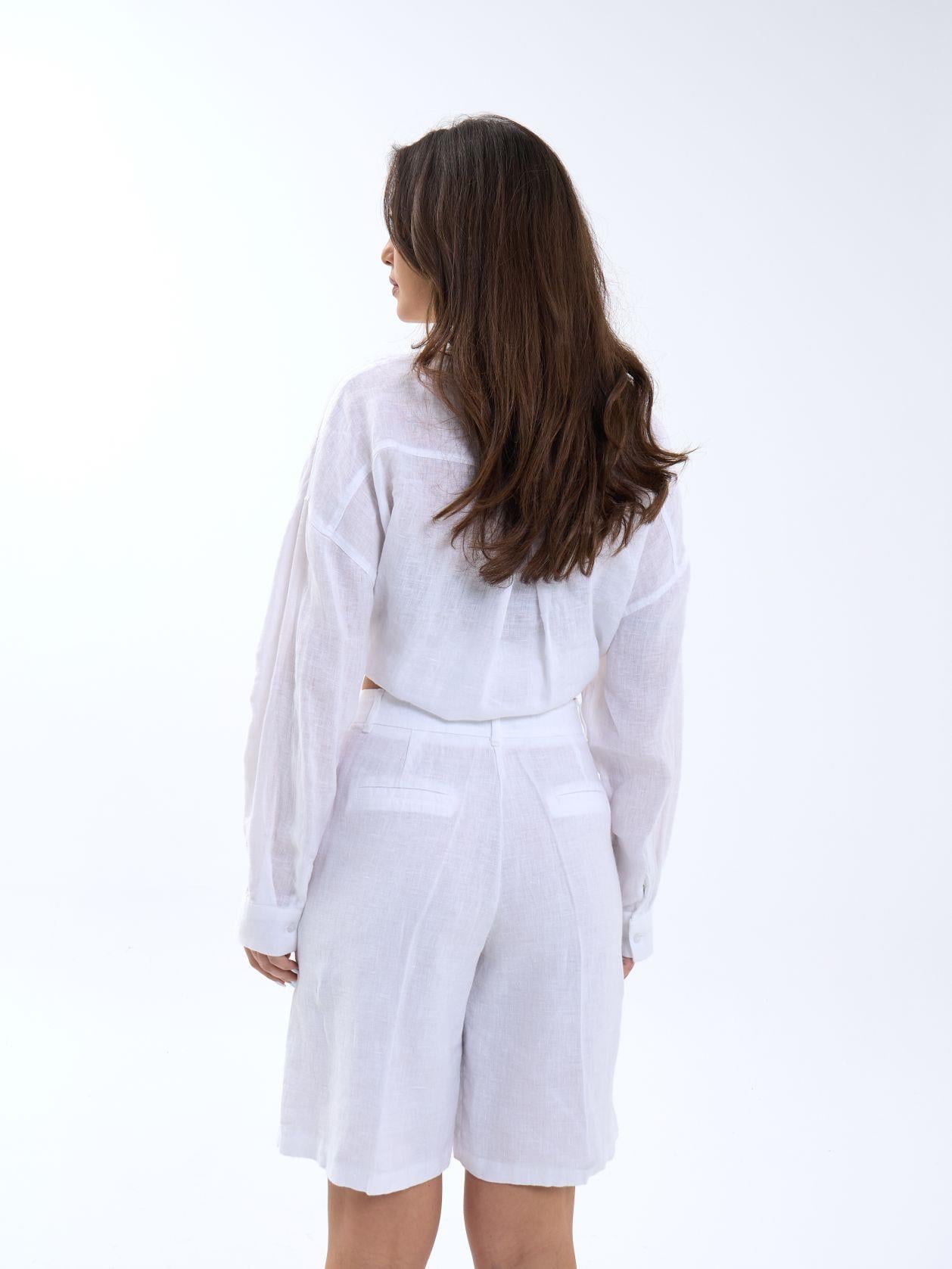 White Linen Shirt and Shorts Set for Women - Fame - by Peralane - photo 5