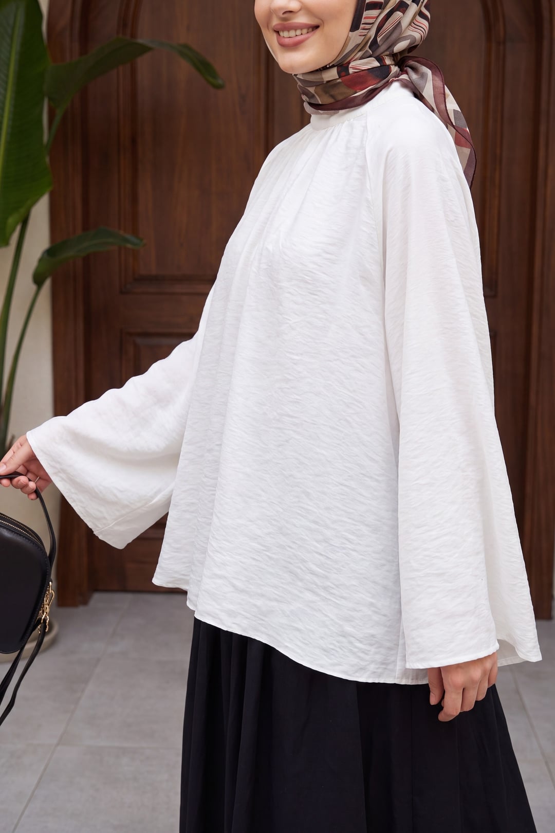 White Spanish Sleeve Lined Tulle Modal Blouse - Podyumplus - by Peralane - photo 2