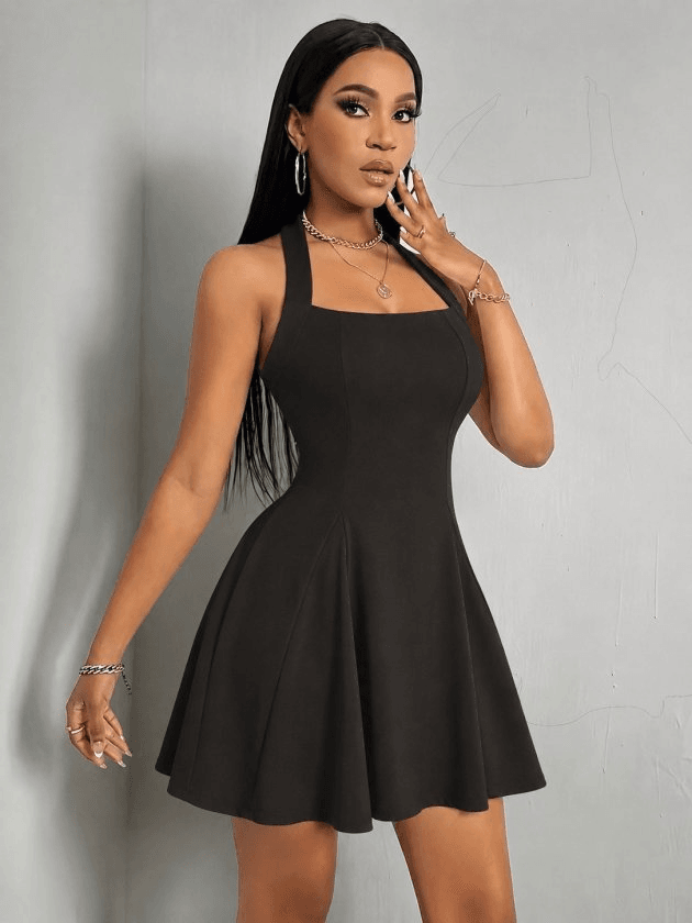 Women's Halter Neck Geometric Collar Short Scuba Dress - Janes - by Peralane - photo 3