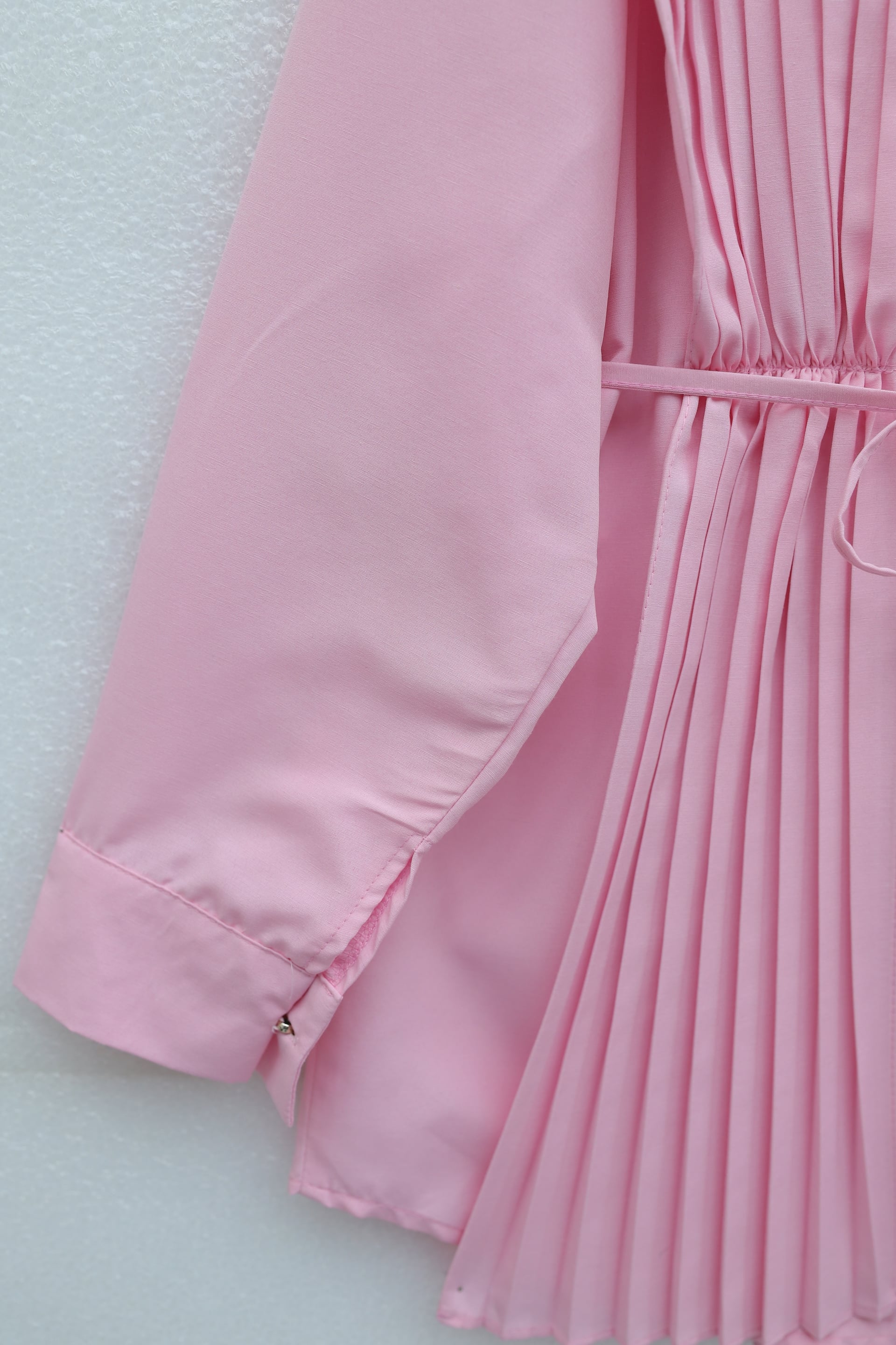 Pink Pleated Poplin Blouse with Hidden Button Closure - Podyumplus - by Peralane - photo 5