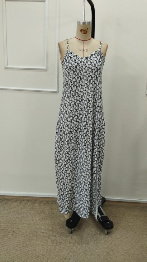 Women's White V-Neck Spaghetti Strap Long Slit Suprem Dress - Janes - by Peralane - photo 6