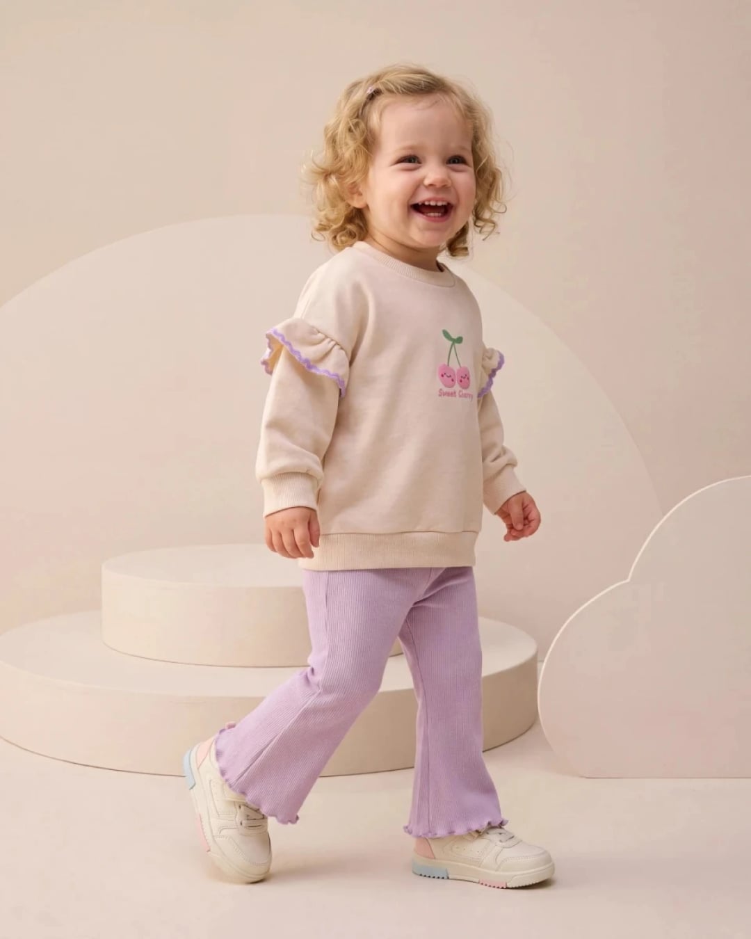 Girls' Two-Piece Sweatshirt and Pants Set - Lilac - Interkidsy - by Peralane