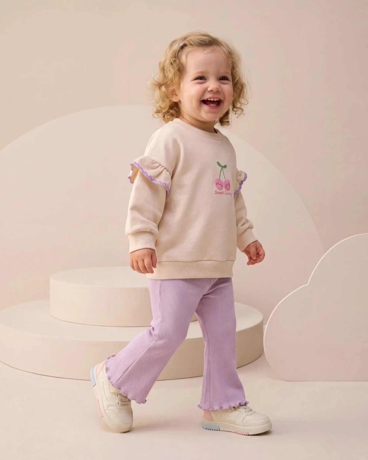 Girls' Two-Piece Sweatshirt and Pants Set - Lilac - Interkidsy - by Peralane
