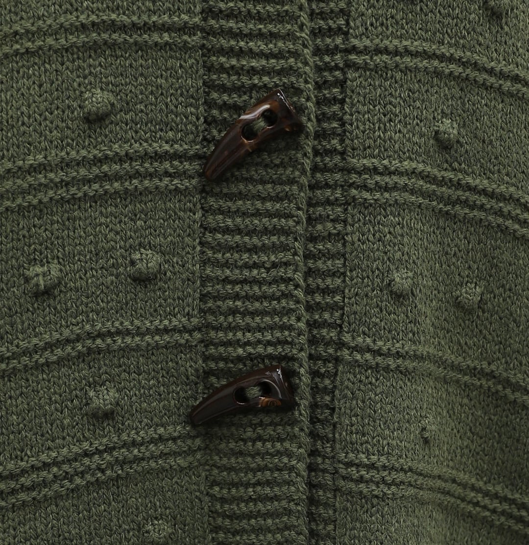 Ivory Button Pom-Pom Detail Slouchy Knit Cardigan - Olive - Podyumplus - by Peralane - photo 6
