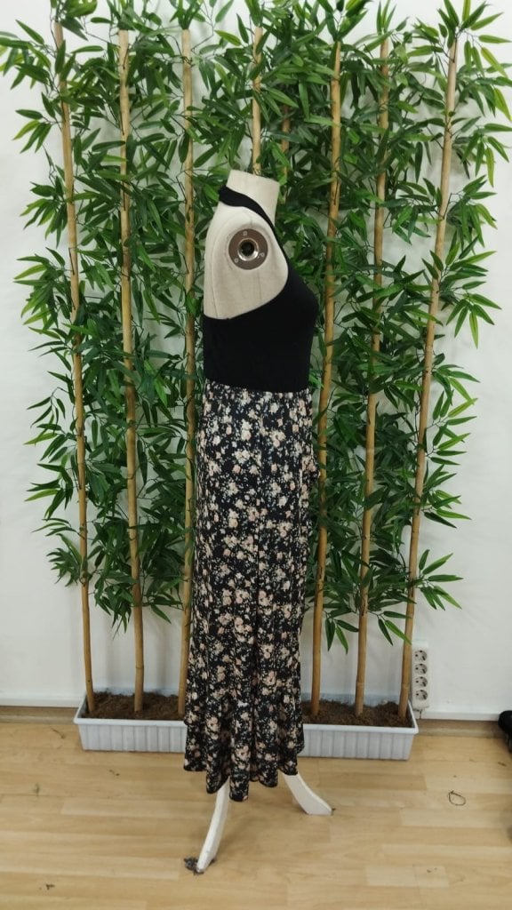 Women's Black Floral Halter Midi Dress with High-Low Hem - Janes - by Peralane - photo 6
