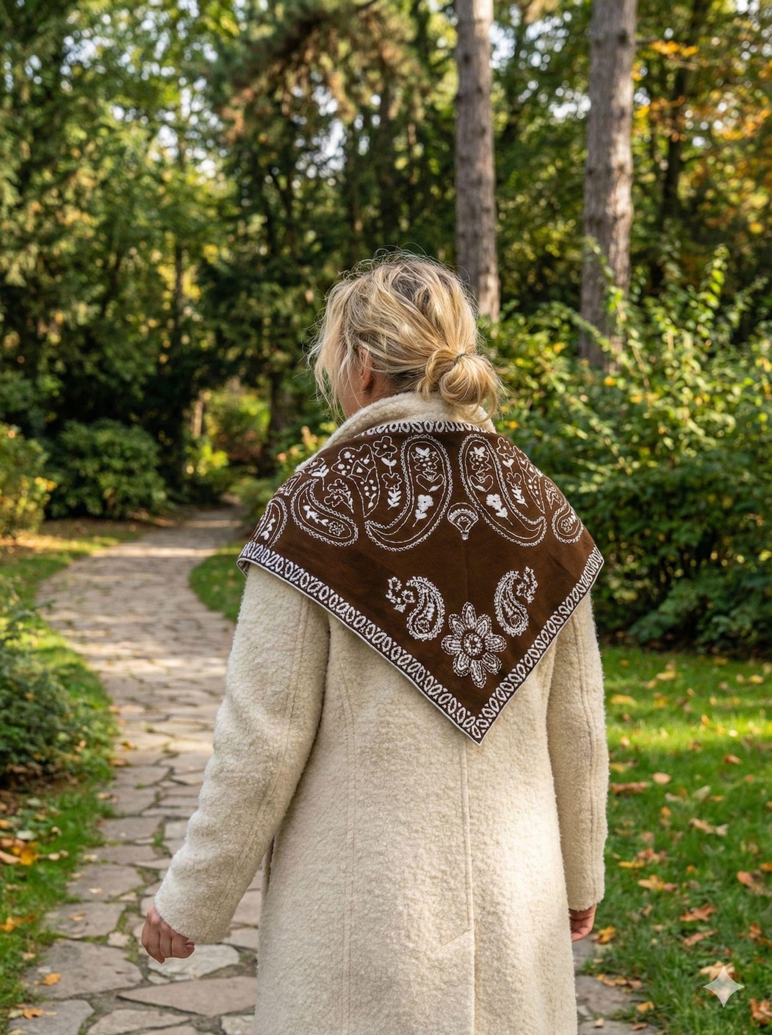 Brown Ethnic Patterned Cotton Kujten Scarf 160x76 cm - Pack of 4 - Nesvay - by Peralane - photo 3
