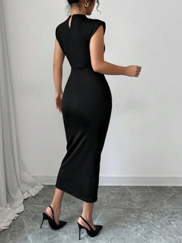 Women's Sleeveless Midi Dress with Gold Floral Detail - Janes - by Peralane - photo 7