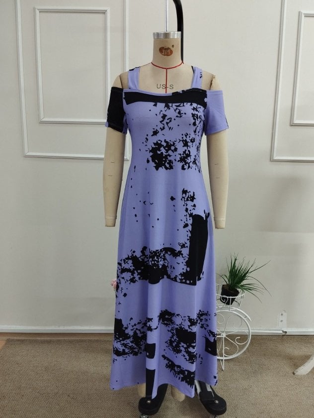 Women's Cold-Shoulder Knit Dress with Abstract Print - Janes - by Peralane - photo 4