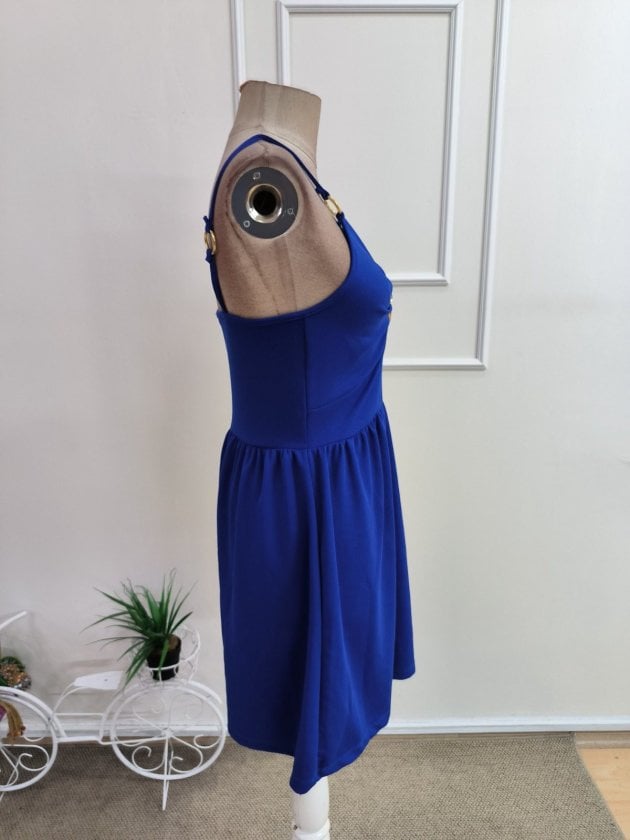 Women's Spaghetti Strap V-Neck Ring Detail Short Crepe Dress - Janes - by Peralane - photo 6