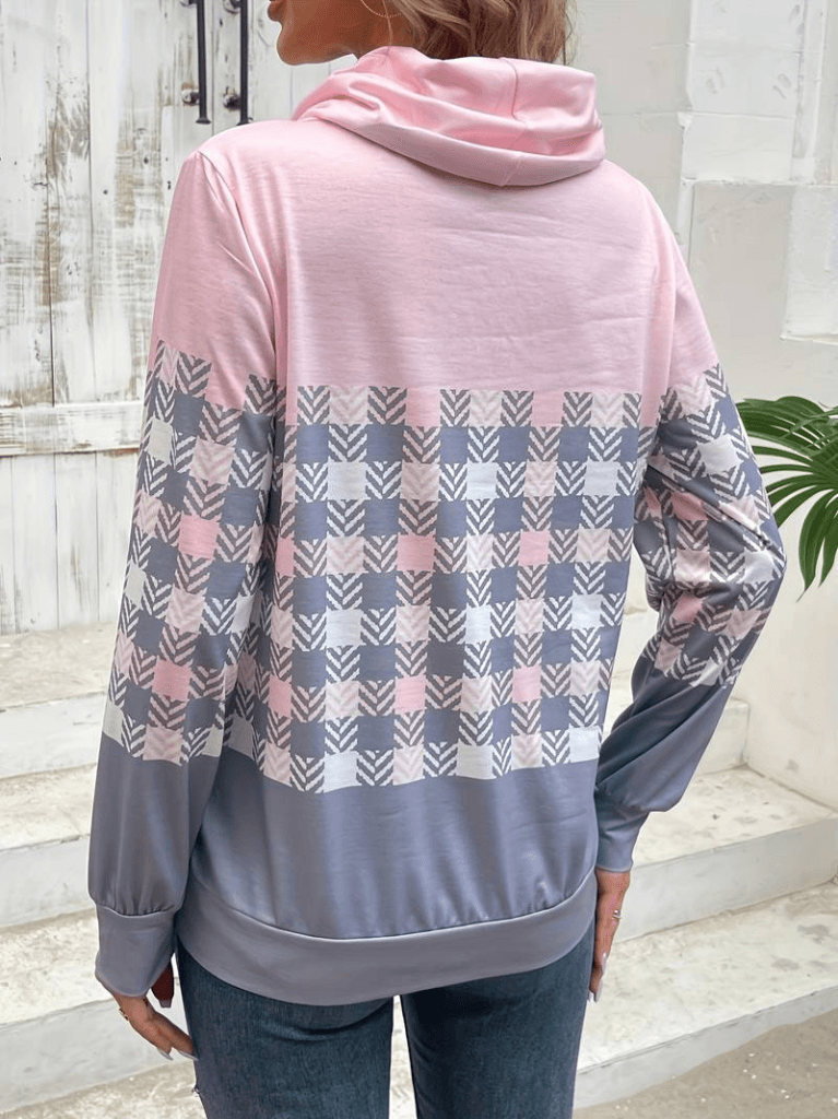 Women's Long Sleeve Cowl Neck Drawstring Patterned Brushed Sweatshirt - Janes - by Peralane - photo 12
