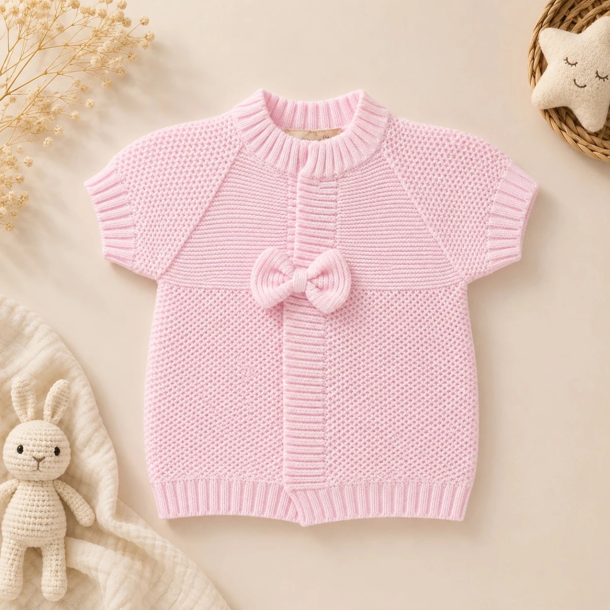 Knitted Baby Vest - Pink - Has Bereket - by Peralane