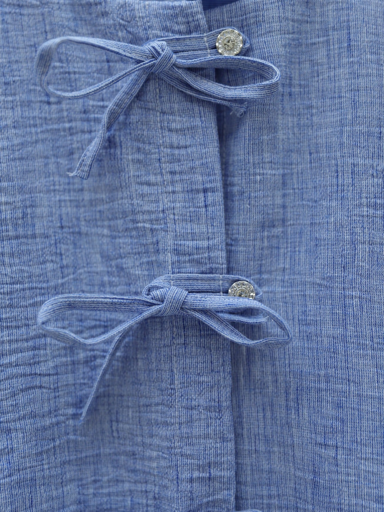 Stone and Ribbon Detail Skirted Linen Look Set - Blue - Podyumplus - by Peralane - photo 7