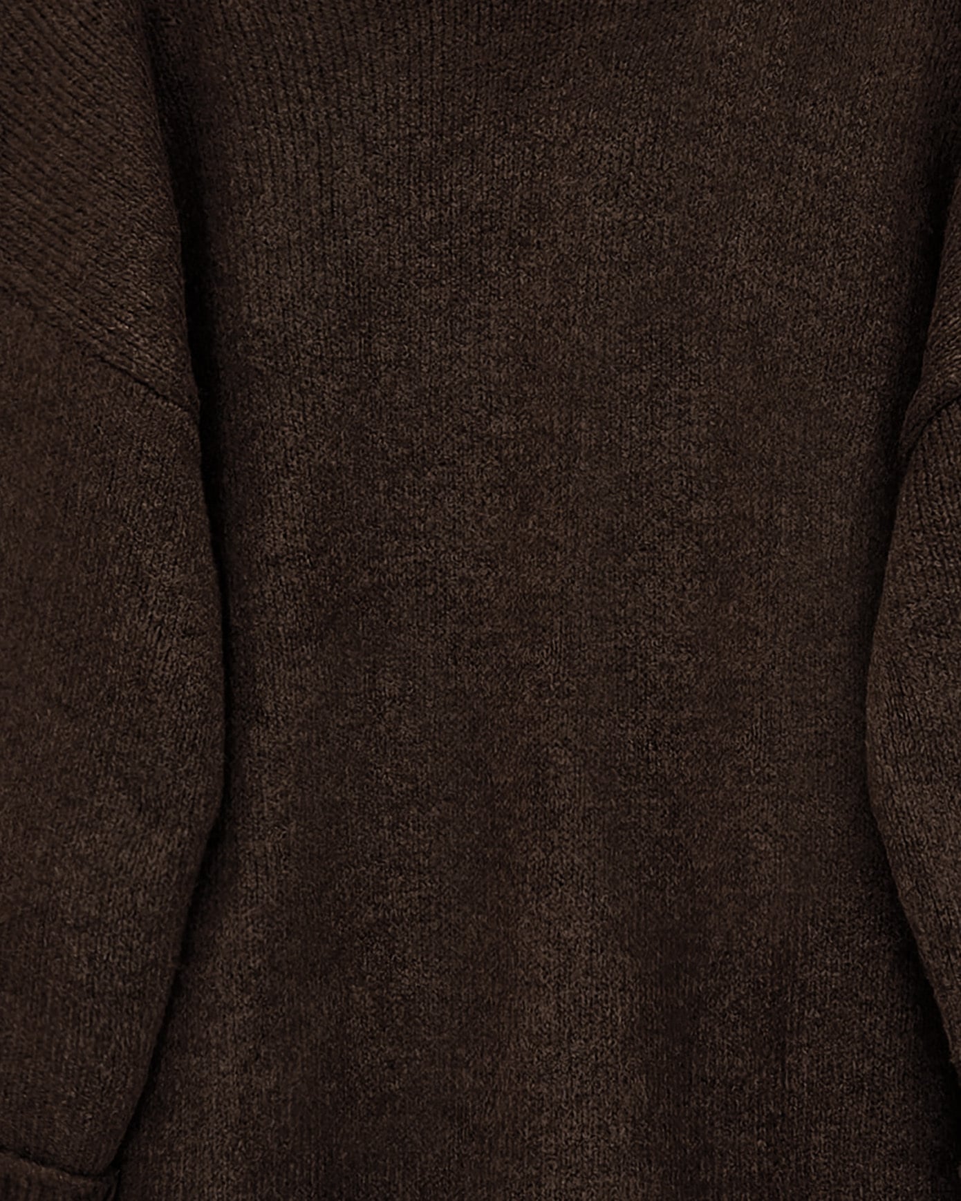 Brown Ribbed Hem Slouchy Knit Sweater with Crew Neck - Podyumplus - by Peralane - photo 3