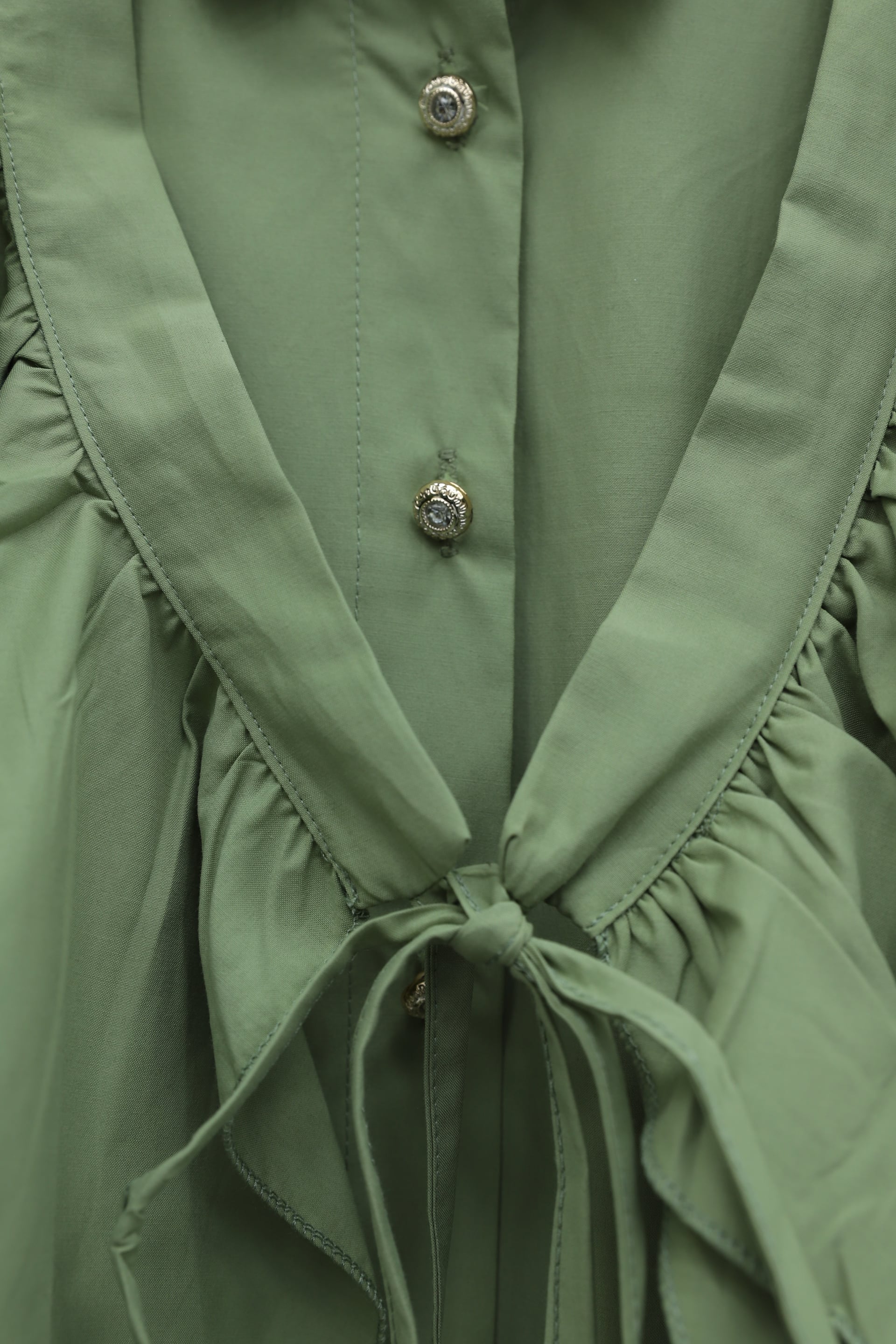Cape Detail Buttoned Oval Cut Poplin Tunic - Olive Green and Black Set - Podyumplus - by Peralane - photo 7