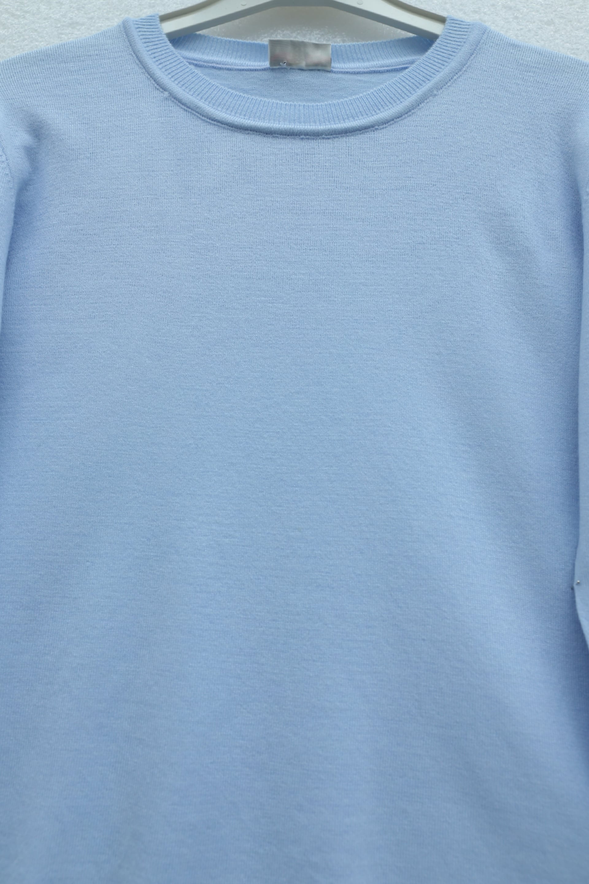 Round Neck Button Detail Knit Tunic - Baby Blue - Podyumplus - by Peralane - photo 5
