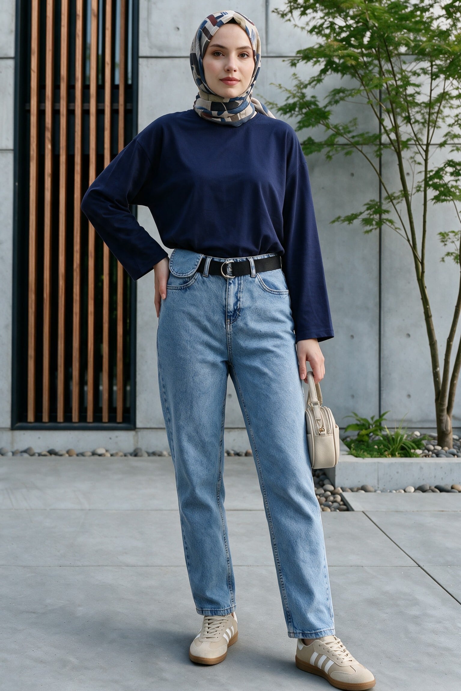 Metal Buckle Belted Snap Detail Jeans - Light Blue - Podyumplus - by Peralane - photo 5