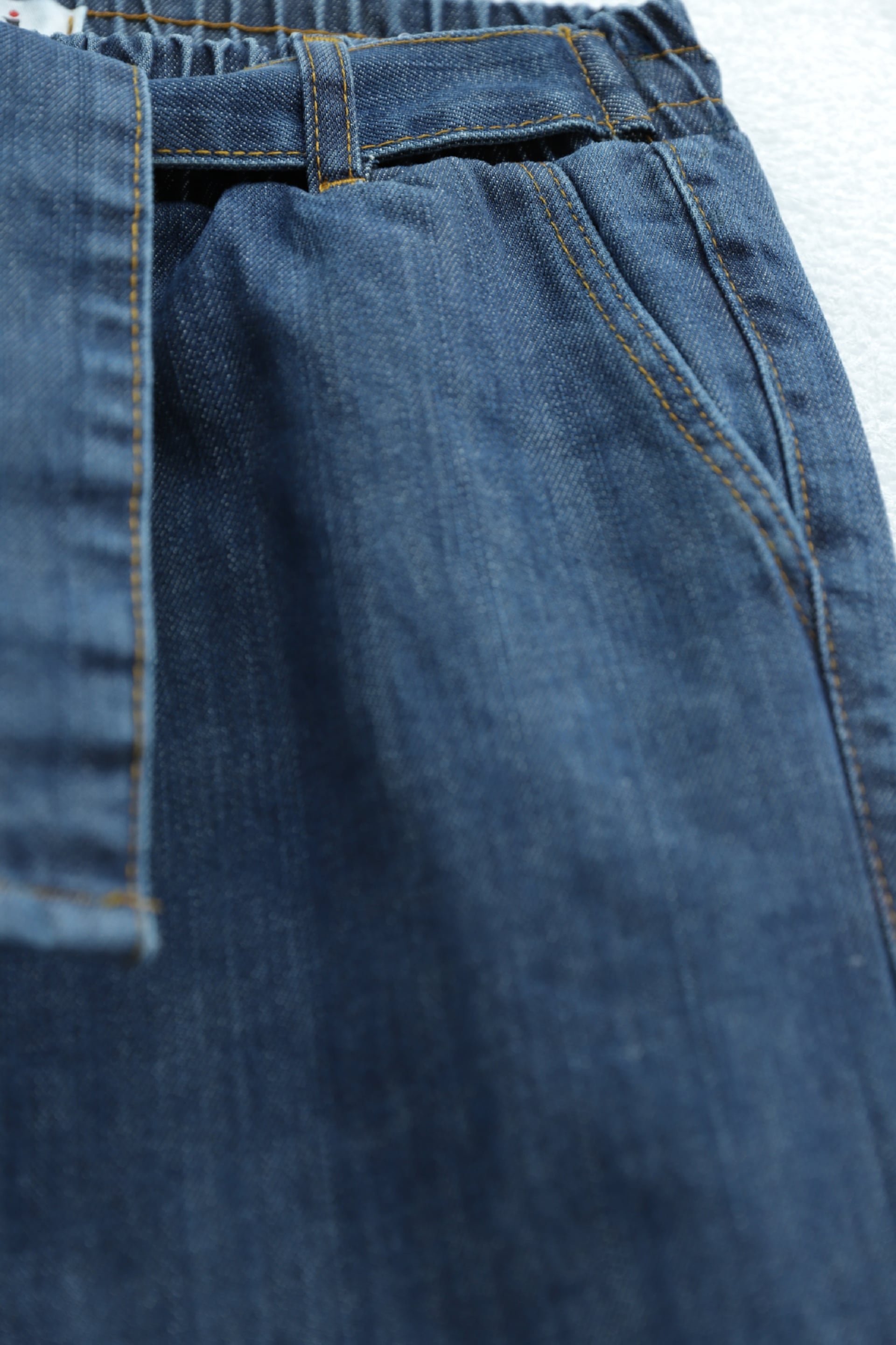 High-Waist Wide-Leg Denim Trousers with Belt and Elasticated Back - Podyumplus - by Peralane - photo 7