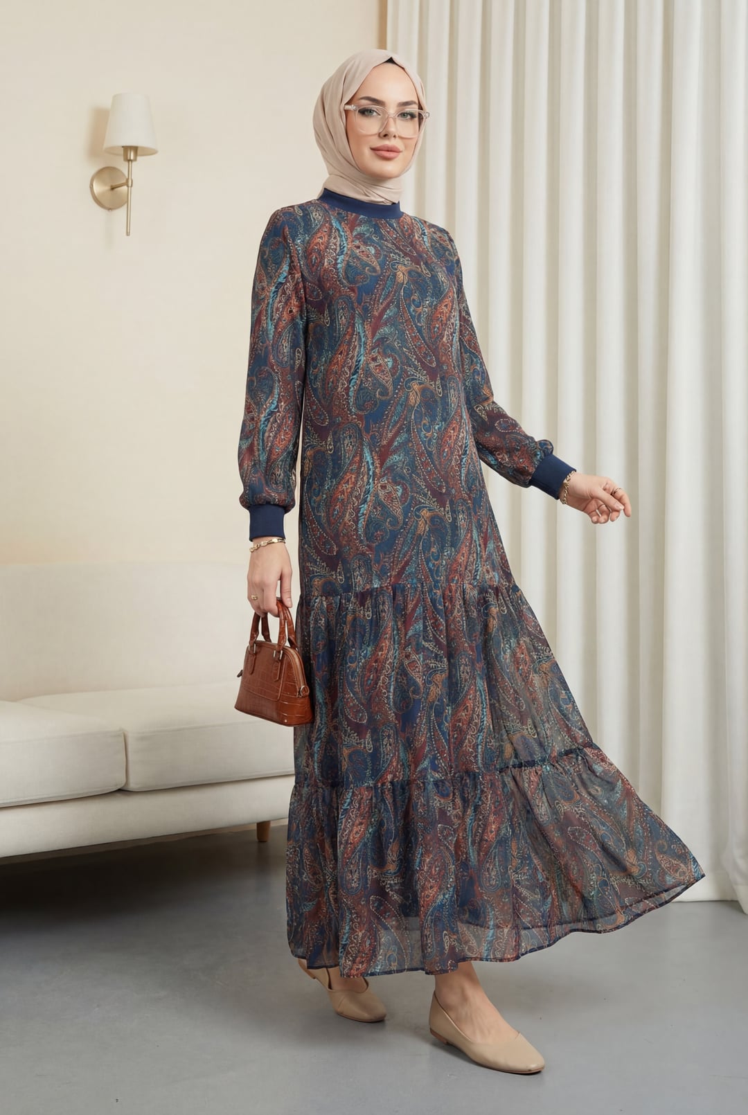 Paisley Print Tiered Chiffon Maxi Dress - Emerald - Podyumplus - by Peralane - photo 4