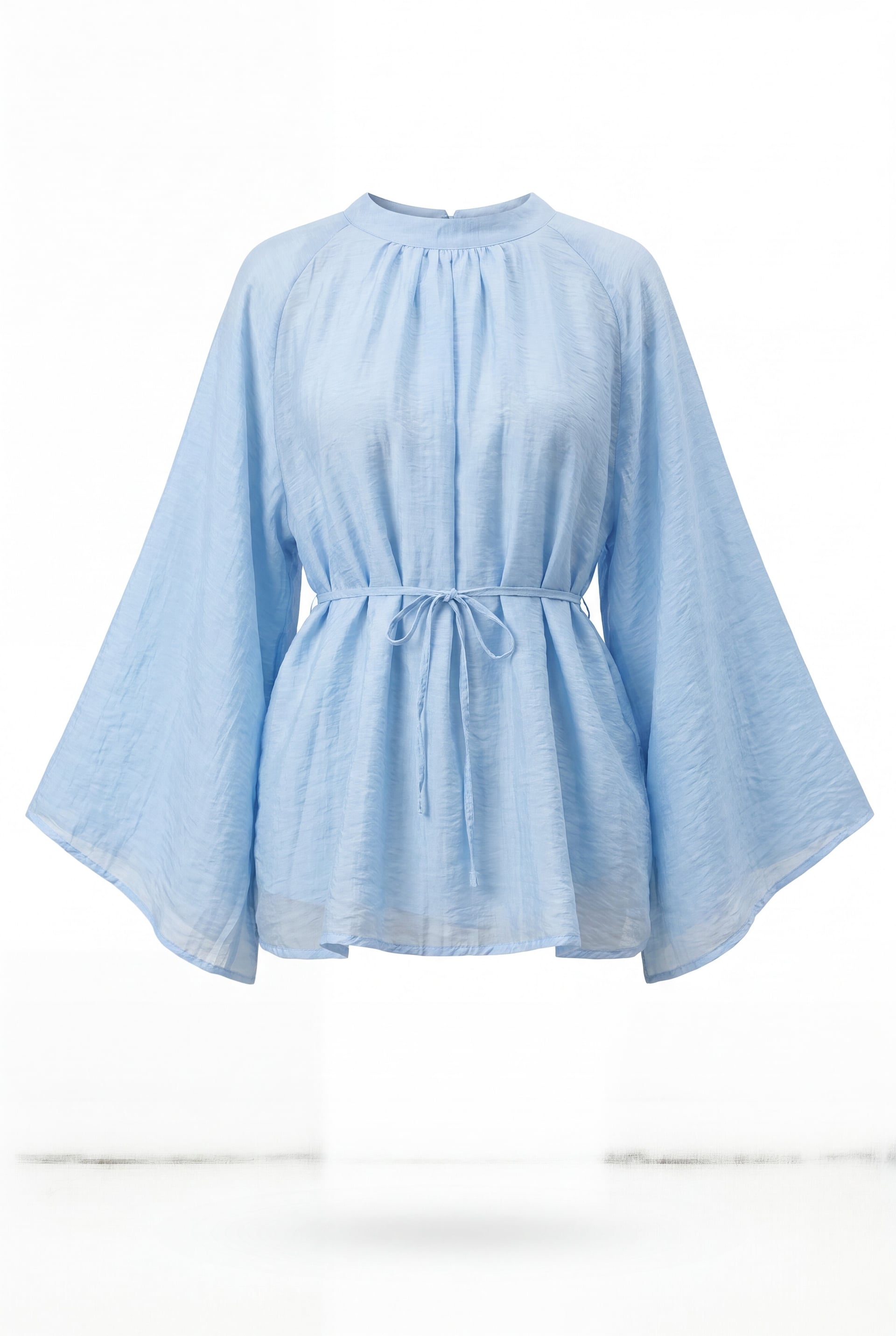 Hakim Collar Belted Lined Spanish Sleeve Oversize Lyocell Tunic - Baby Blue - Podyumplus - by Peralane - photo 6