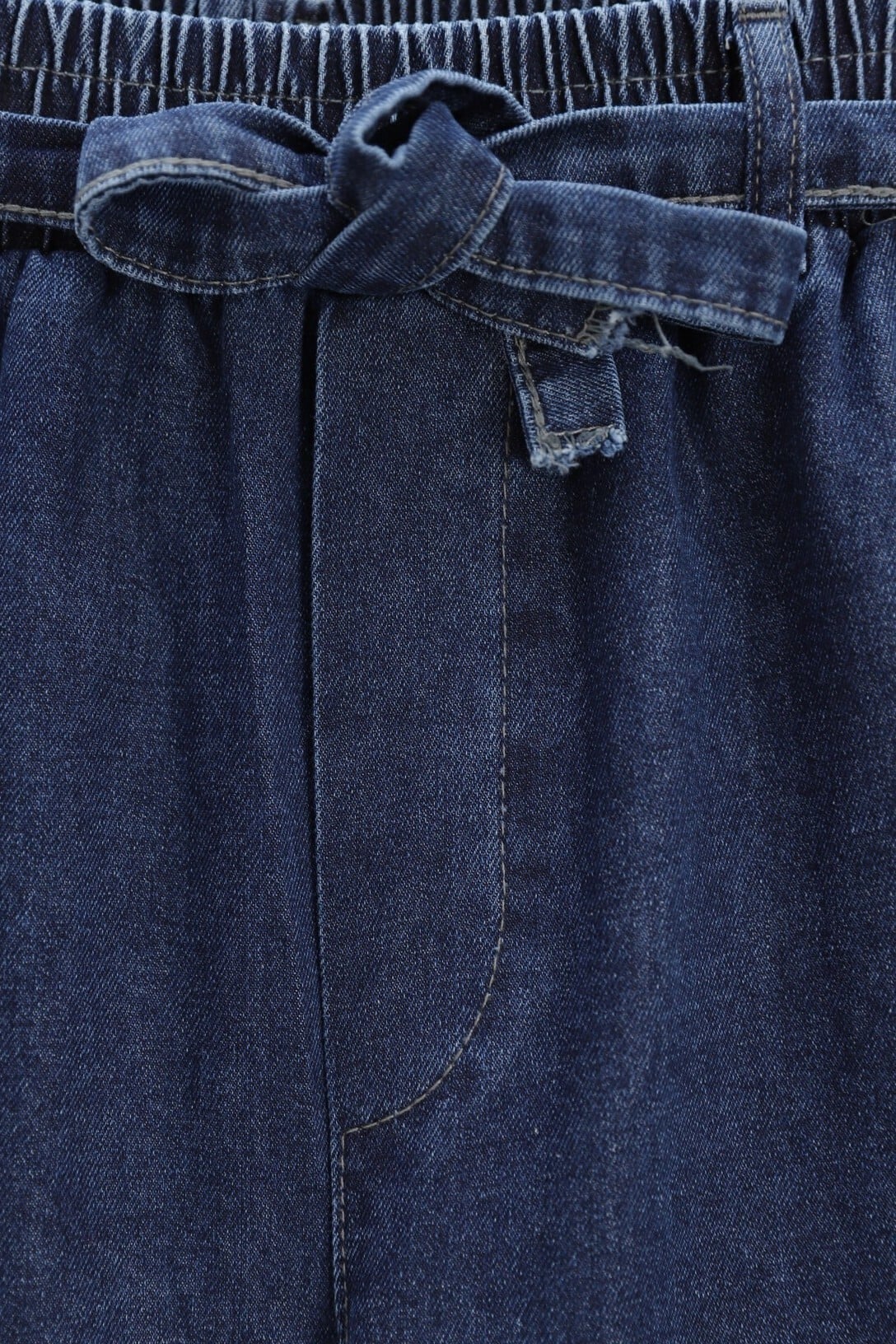 Wide-Leg Elasticated Waist Jeans with Belt - Indigo - Podyumplus - by Peralane - photo 4