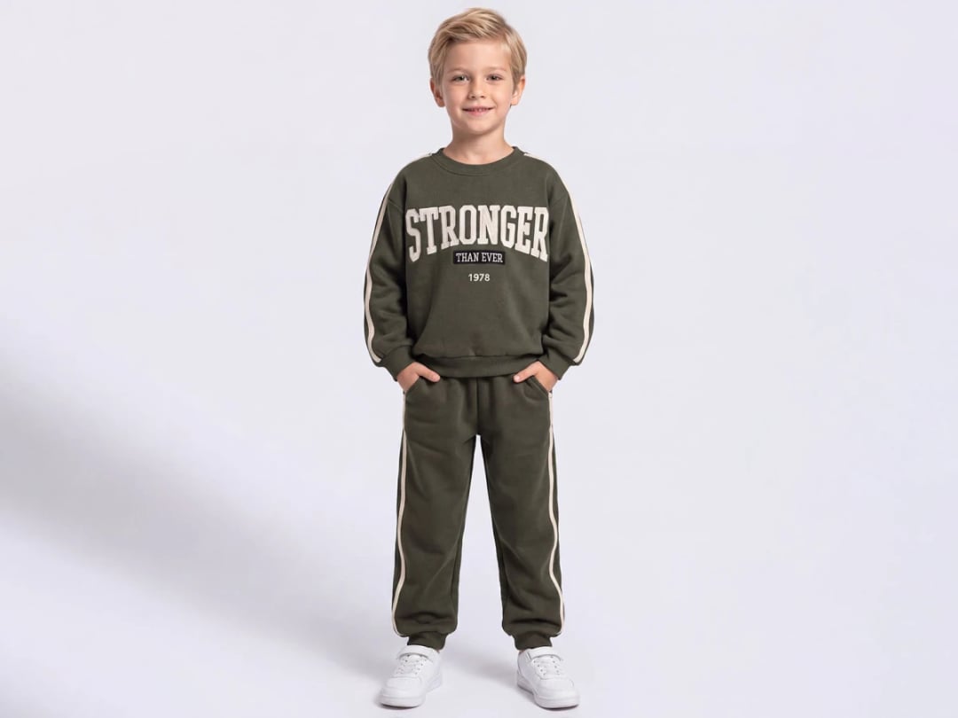Stronger Print 3-Thread Brushed Boys' Tracksuit Set - Feely Kids - by Peralane