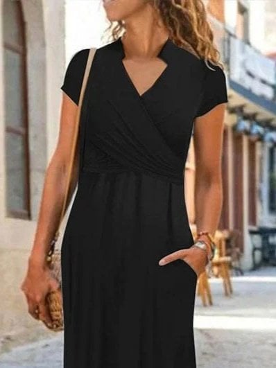 Women's Short-Sleeve V-Neck Viscose Wrap Dress - Janes - by Peralane - photo 2