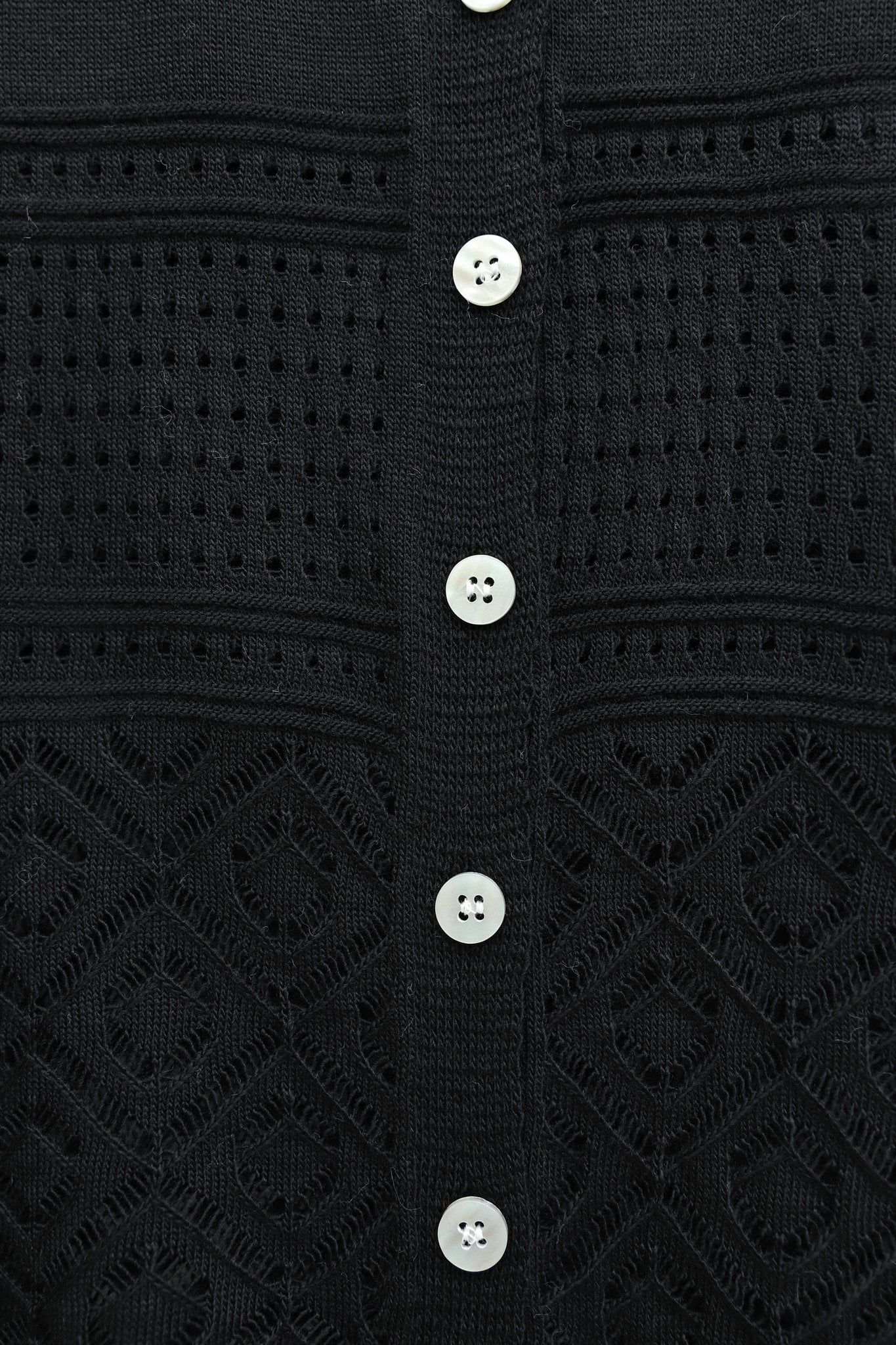 Women's Round Neck Buttoned Eyelet Knit Cardigan - Black - Podyumplus - by Peralane - photo 4