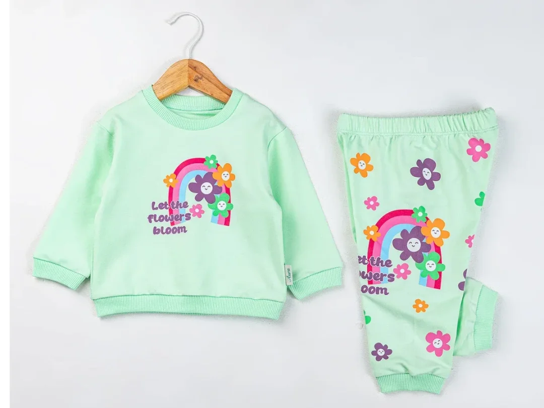 Girls' Rainbow Print Long-Sleeve Pyjama Set - Light Green - Comix - by Peralane