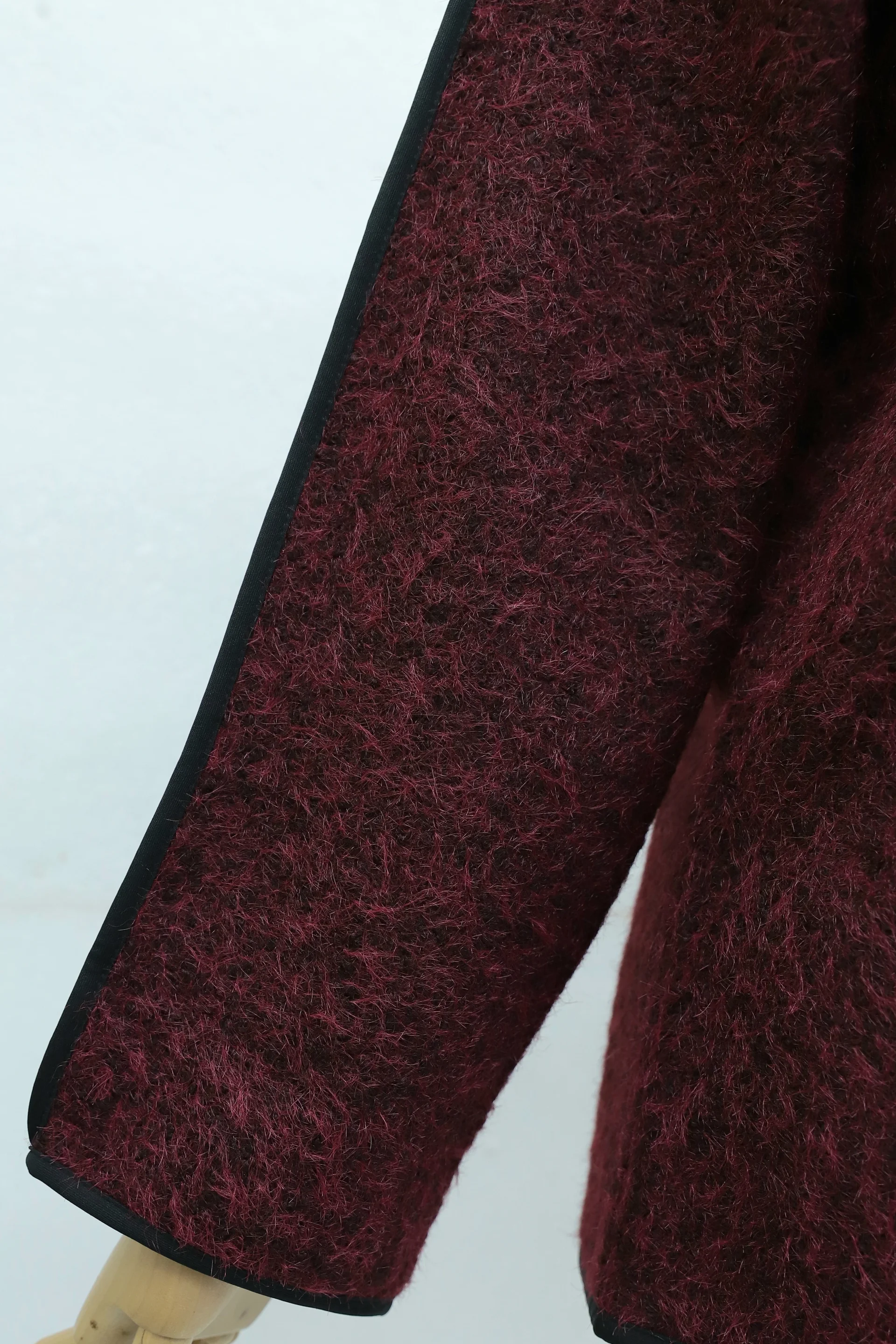 Asymmetric Front Closure Fringed Cardigan - Burgundy - Podyumplus - by Peralane - photo 6