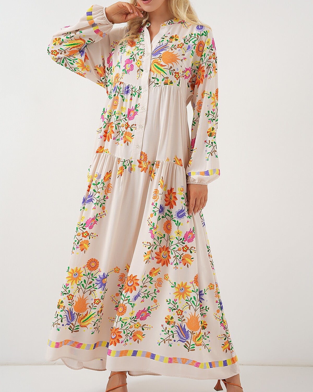 Authentic Print Modest Dress - Orange - Bigdart - by Peralane - photo 6