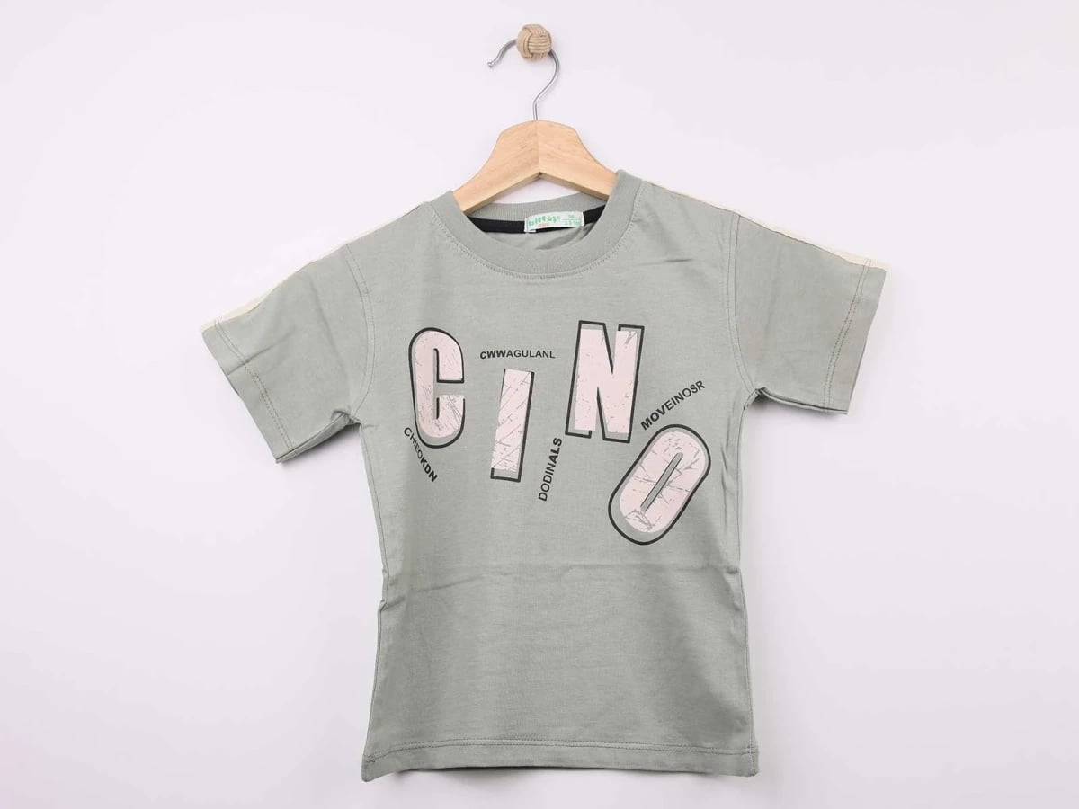 Cino Printed Boys T-Shirt - Light Green - Pack of 5 - Bittos Kids - by Peralane