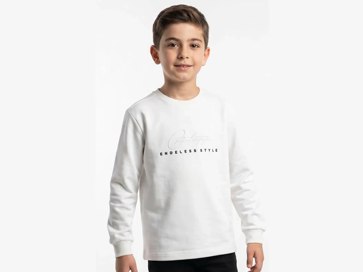 Endless Style Printed Boys' Sweatshirt - White - Tanem Kids - by Peralane