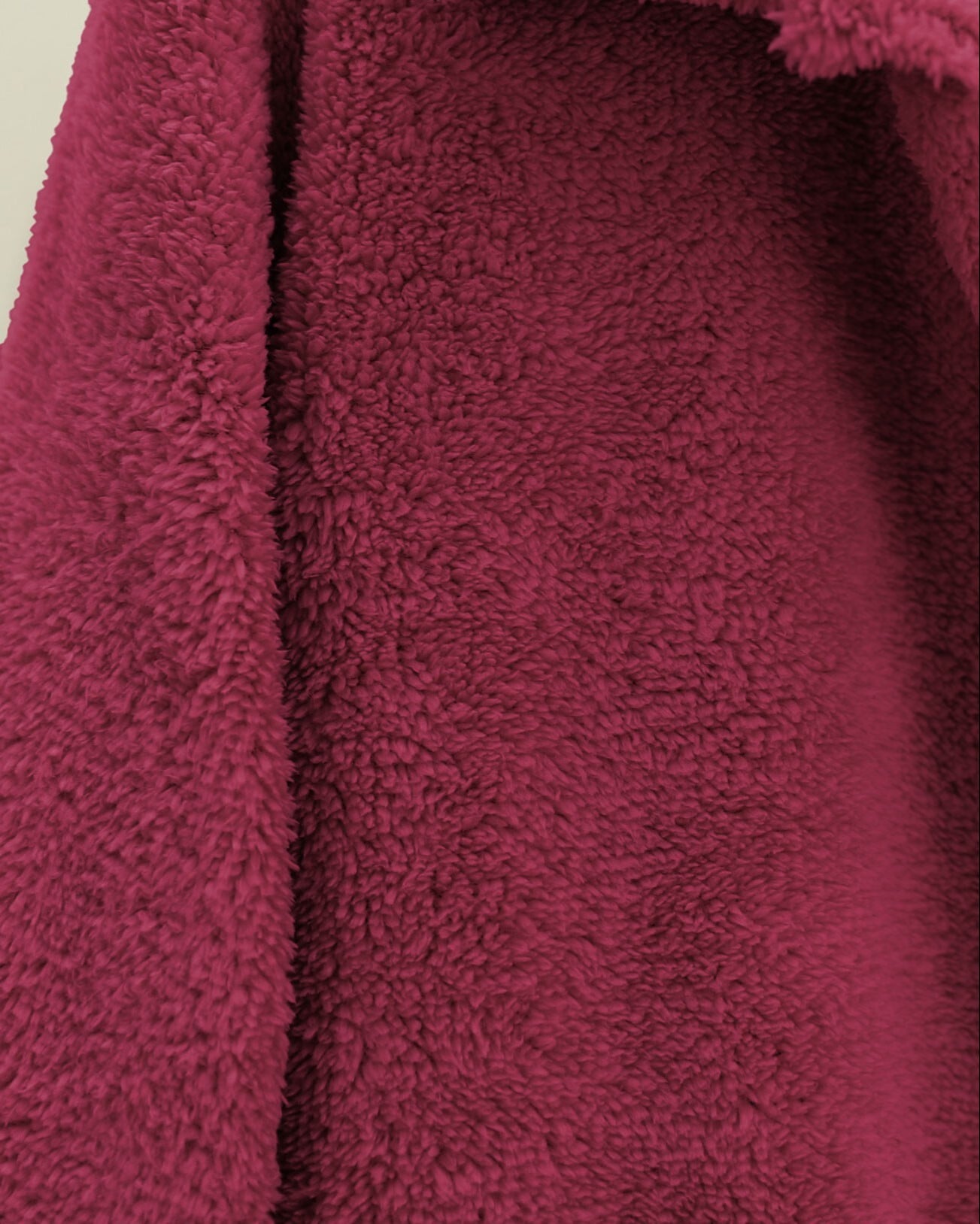 Full-Length Buttoned Pocketed Plush Jacket - Burgundy - Podyumplus - by Peralane - photo 3