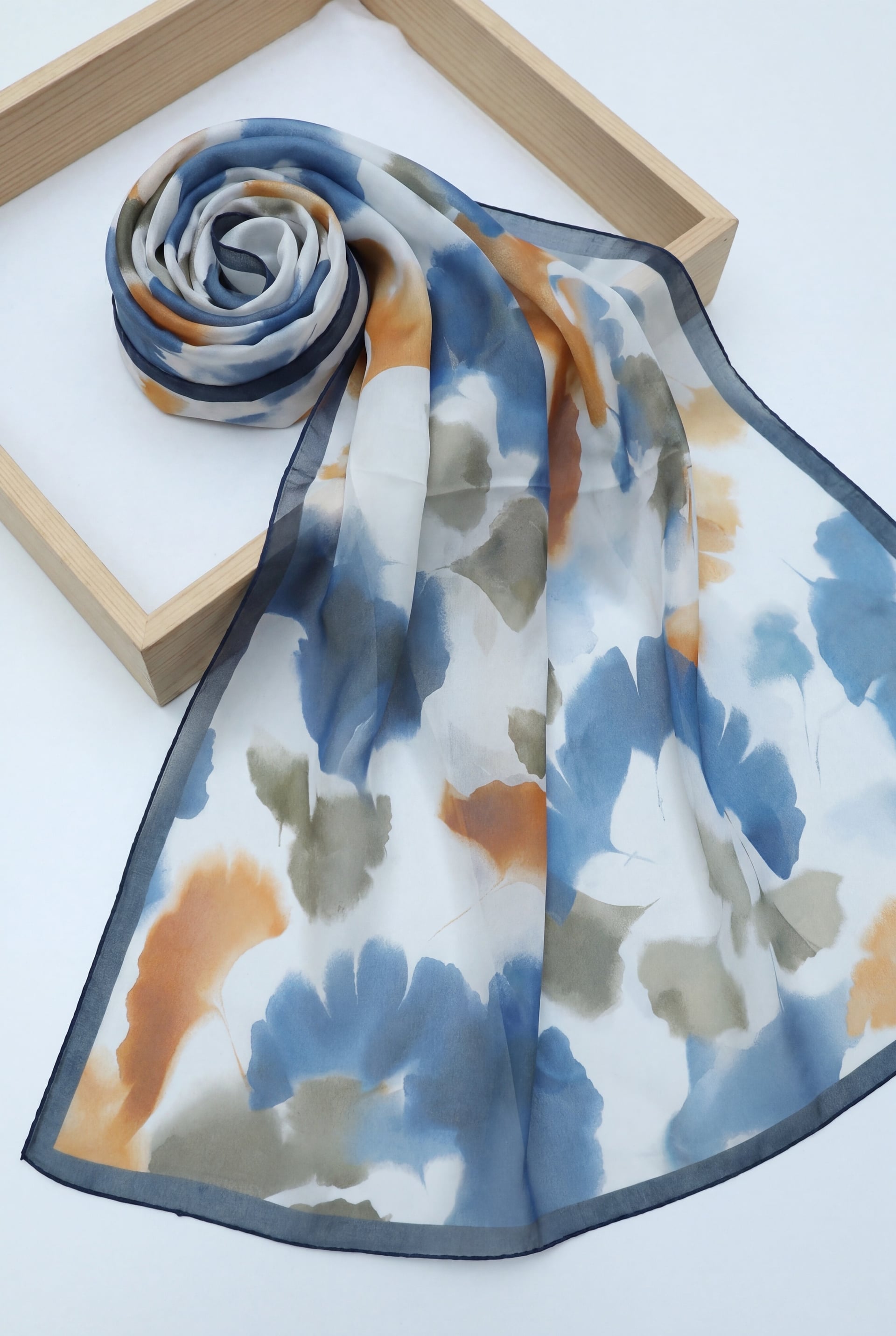 Abstract Floral Voile Scarf - Petrol - Podyumplus - by Peralane - photo 2